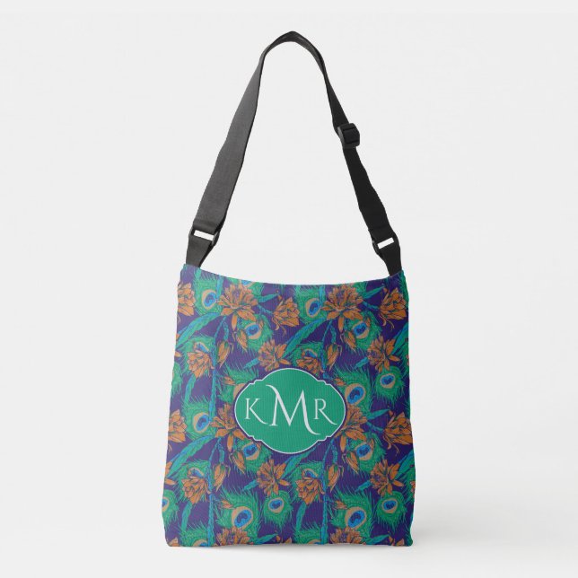 Flowers And Feathers | Monogram Crossbody Bag (Front)