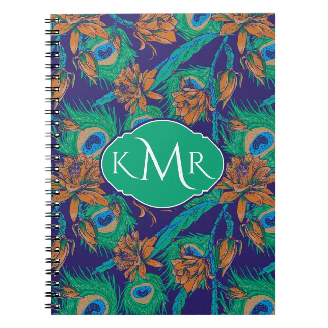 Flowers And Feathers | Monogram Notebook (Front)