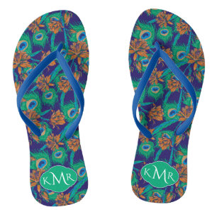 Flowers And Feathers   Monogram Thongs