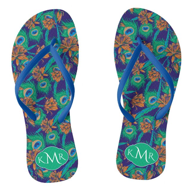 Flowers And Feathers | Monogram Thongs (Footbed)