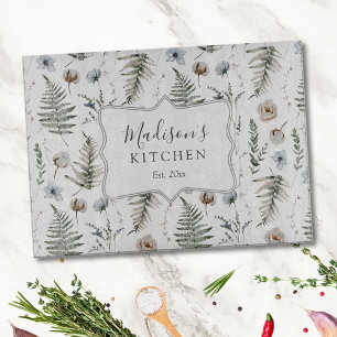 Flowers and Fern Leaves Forest Floral Botanical Cutting Board