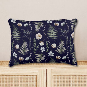 Flowers and Fern Leaves Forest Floral Botanical Decorative Cushion