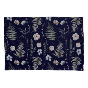 Flowers and Fern Leaves Forest Floral Botanical Pillowcase