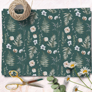 Flowers and Fern Leaves Forest Floral Botanical Tissue Paper