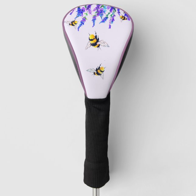 Flowers and Flying Bees Golf Head Cover (Front)