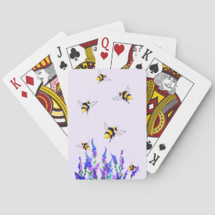 Flowers and Flying Bees Playing Cards