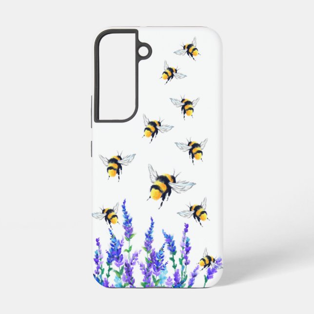Flowers and Flying Bees Samsung Galaxy Cases (Back)
