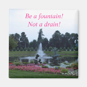 Flowers and fountain, be a fountain not a drain! magnet