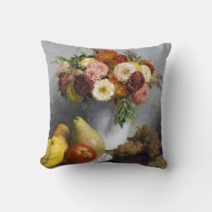 Flowers and Fruit, Henri Fantin-Latour Cushion