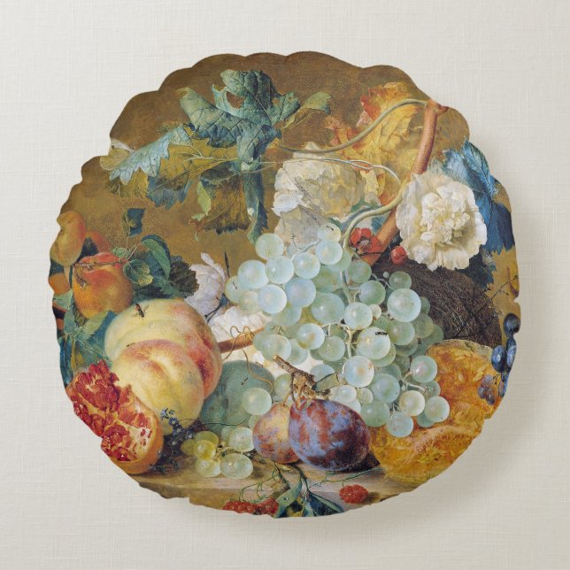 Flowers and Fruit Round Cushion (Front)