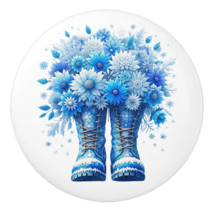 Flowers and Garden Boots Ceramic Knob