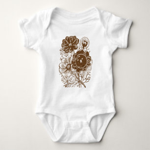 Flowers And Gears Vintage Baby Bodysuit