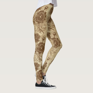 Flowers And Gears Vintage Leggings