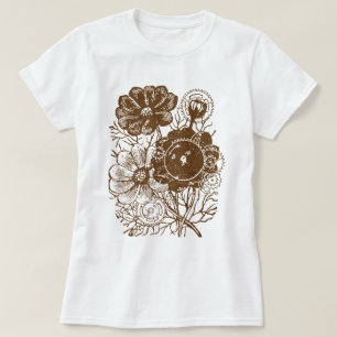 Flowers And Gears Vintage T-Shirt