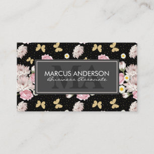Flowers and Glitter Butterflies   Gold Speckles Appointment Card