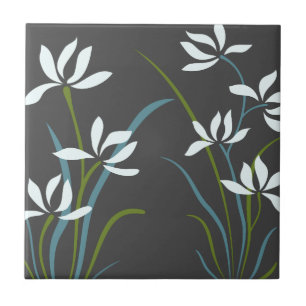 Flowers and Grass Ceramic Tile