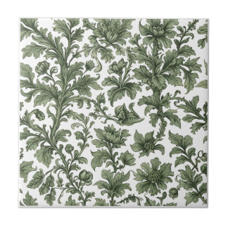 flowers and green leaves ceramic tile