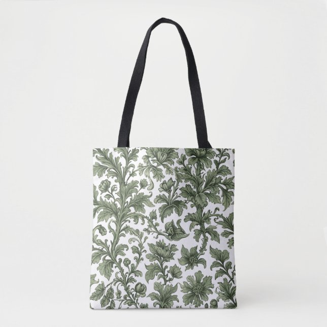 flowers and green leaves tote bag (Front)