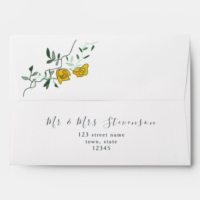 Flowers and Greenery Return Address 5x7 Envelope (Back (Top Flap))