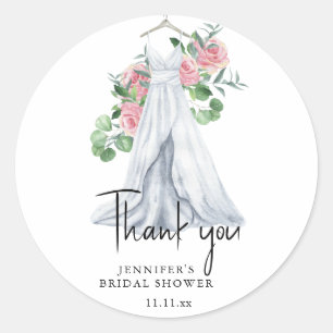 Flowers and greenery - thank you bridal shower classic round sticker
