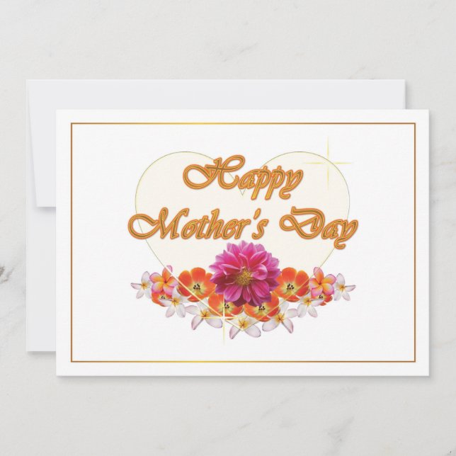 Flowers and Heart Design Happy Mother's Day Card (Front)