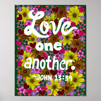 Flowers And Hearts Doodle Typography Bible Verse Poster