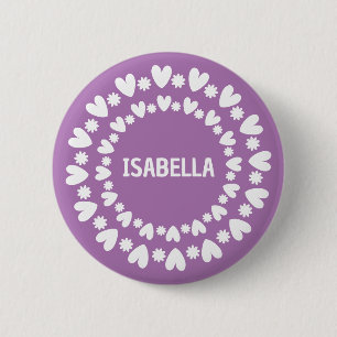 Flowers And Hearts Name 6 Cm Round Badge