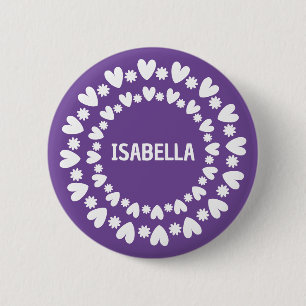 Flowers And Hearts Name 6 Cm Round Badge