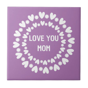 Flowers And Hearts Name Ceramic Tile