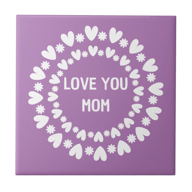 Flowers And Hearts Name Ceramic Tile (Front)