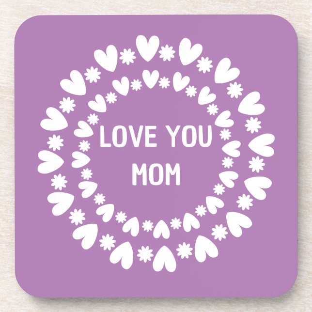 Flowers And Hearts Name Coaster (Front)