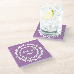 Flowers And Hearts Name Glass Coaster