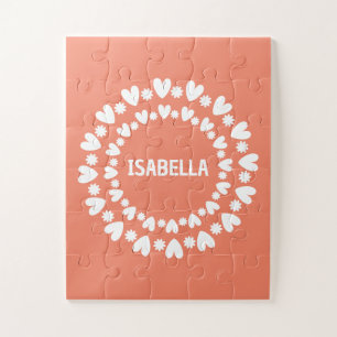 Flowers And Hearts Name Jigsaw Puzzle