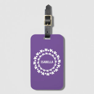 Flowers And Hearts Name Luggage Tag