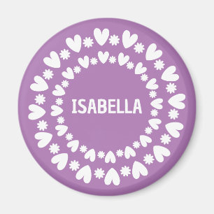 Flowers And Hearts Name Magnet