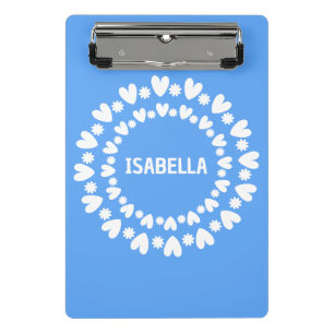 Flowers And Hearts Name Mini Clipboard