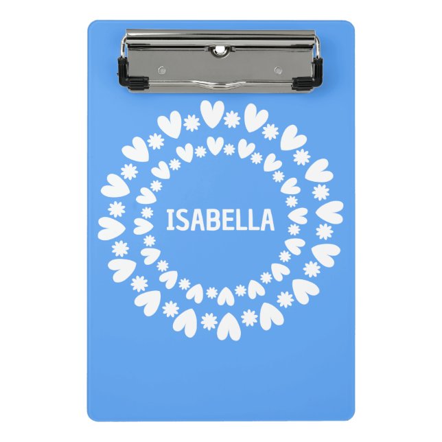 Flowers And Hearts Name Mini Clipboard (Front)