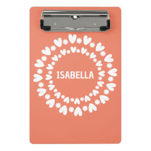 Flowers And Hearts Name Mini Clipboard