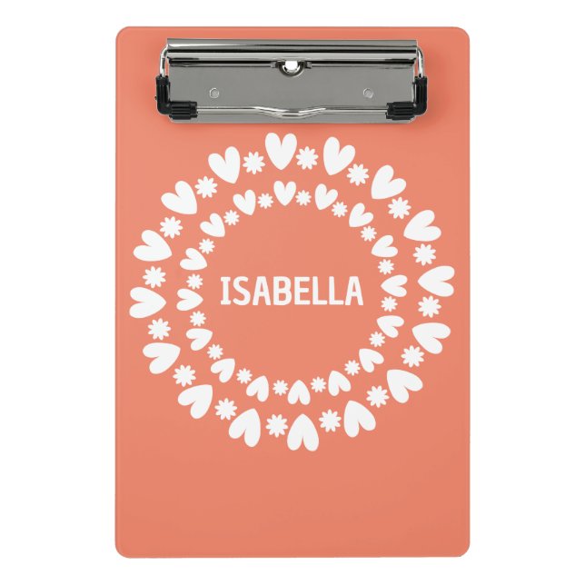 Flowers And Hearts Name Mini Clipboard (Front)