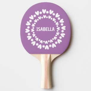 Flowers And Hearts Name Ping Pong Paddle