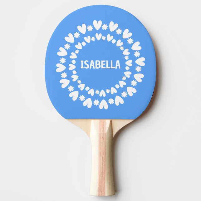 Flowers And Hearts Name Ping Pong Paddle (Front)
