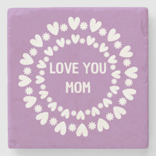 Flowers And Hearts Name Stone Coaster