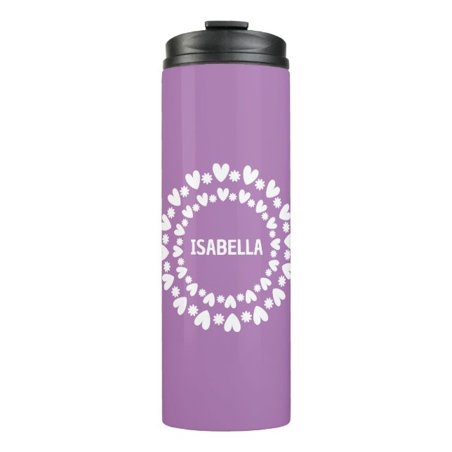 Flowers And Hearts Name Thermal Tumbler (Front)