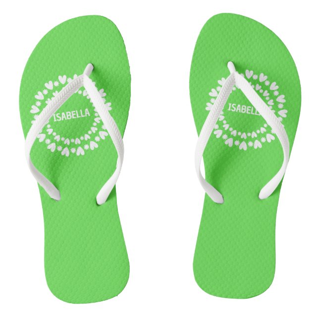 Flowers And Hearts Name Thongs (Footbed)