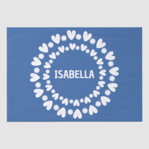Flowers And Hearts Name Tissue Paper