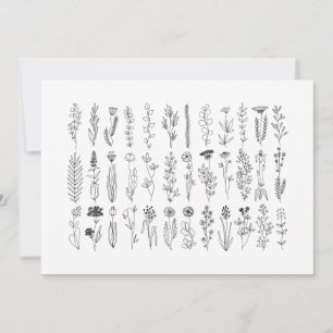 Flowers And Herbs Ink Drawing Thank You Card