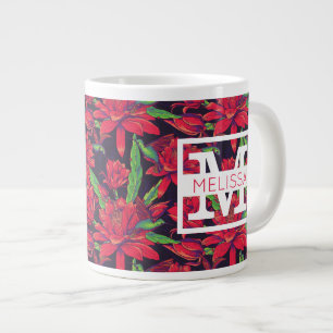 Flowers And Hummingbirds   Add Your Name Large Coffee Mug