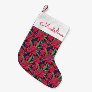 Flowers And Hummingbirds Add Your Name Small Christmas Stocking
