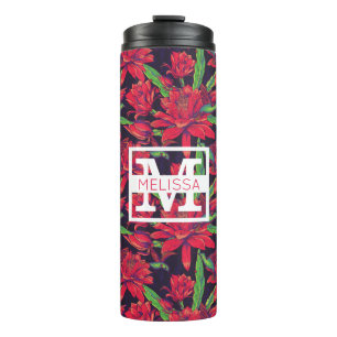 Flowers And Hummingbirds   Add Your Name Thermal Tumbler