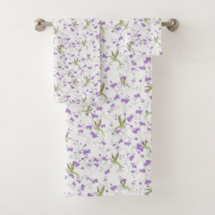 Flowers and Hummingbirds Bath Towel Set